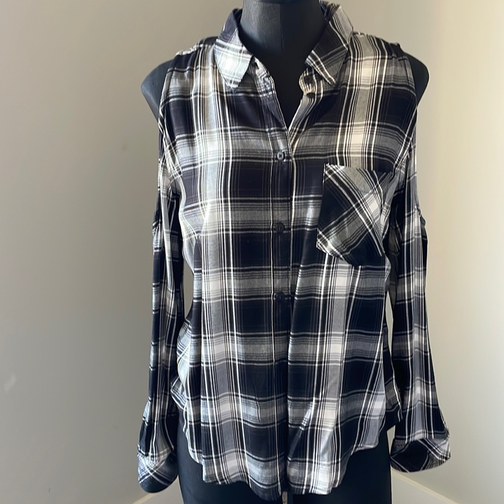 Cold Shoulder Button Down Top - image 1